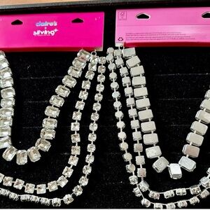 Claire's Silver Layered Necklace Sliving by Paris Hilton